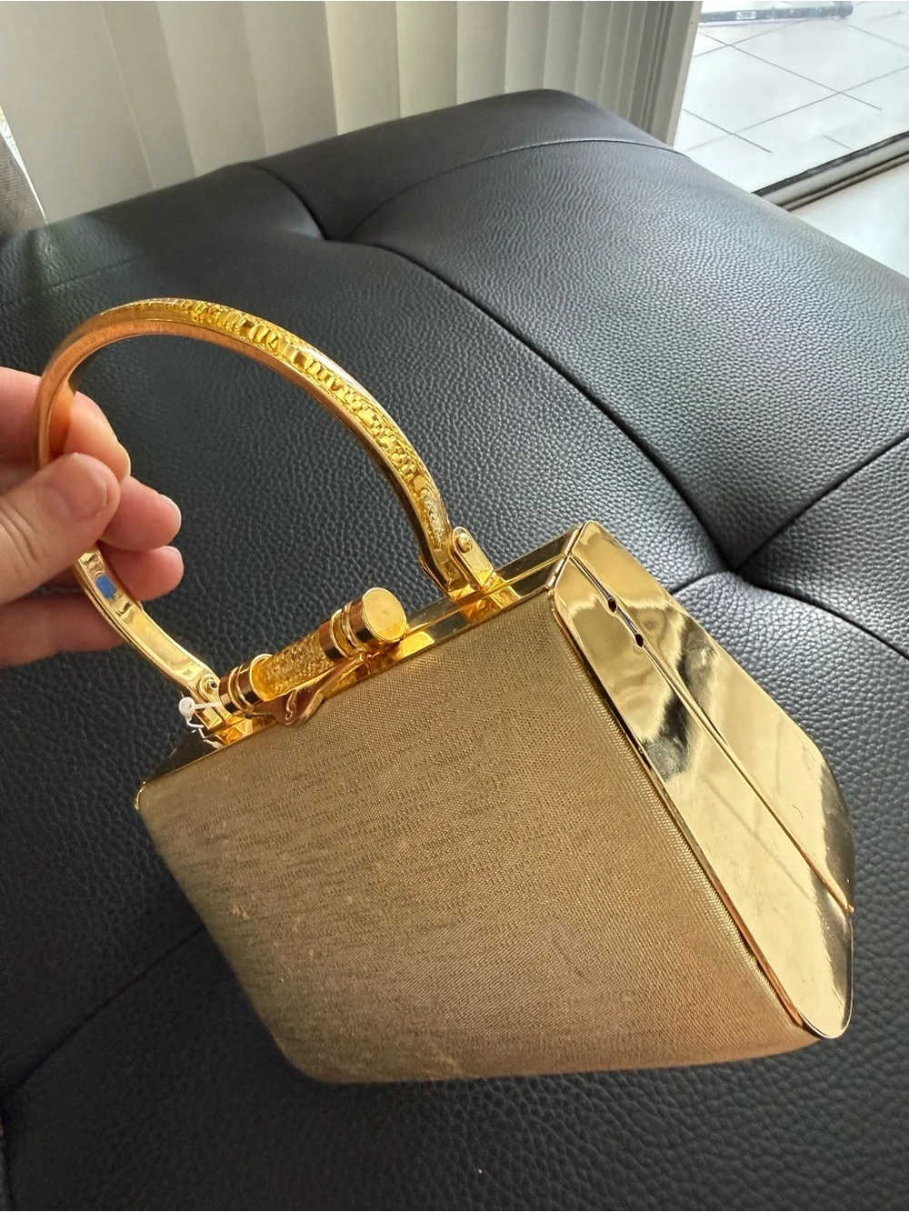 Vintage 2000s Gold Hard Shell Clutch Bag ✨ New with Tags
